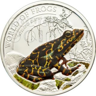 Orange Frog Atelopus Certus World of Frogs Silver Coin 2$ Palau 2011