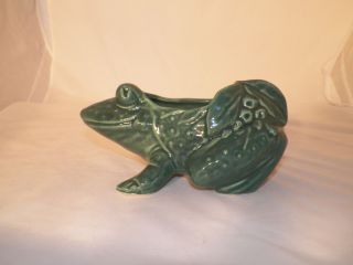 Vintage McCoy Art Pottery Green Frog Planter