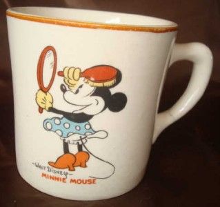 Vtg 1930s Walt Disney Mickey Mouse Minnie Divided Plate Cup by