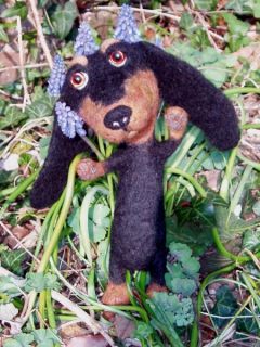 hand felted bear a dachshund sort of bear utterly unique