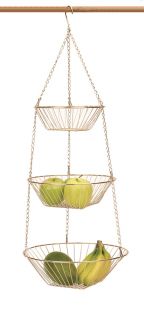 rsvp copper 3 tier hanging wire fruit basket new