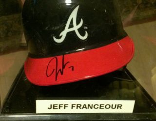 Jeff Franceour Autograph Braves Mini Helmet MLB Baseball