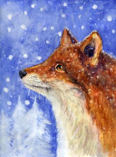  Wildlife Painting Fox Red Fox Fuchs Rotfuchs Winter by Aia
