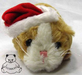 Lil Guinea Pig Ganz Plush Toy Stuffed Animal Tan White Christmas Santa