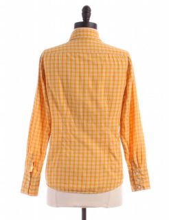 Gap Mustard Yellow Ruffle Front Button Up Sz s Top Blouse Shirt Plaid