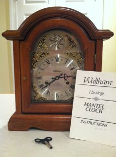 Waltham Tempus Fugit Mantle Clock 31 day pendulum key wind up clock w
