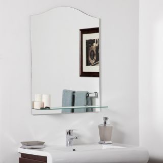 31 5 Arched Top Modern Frameless Wall Mount Mirror with Glass Shelf