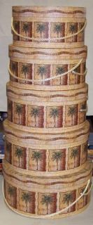 Tropical Palm Tree Hat Box Nesting Storage Stackable