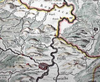 1633 Hondius Map Bad Hersfeld Hesse Germany Fulda RARE