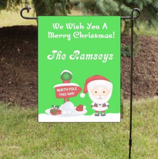 Personalized North Pole Sign Santa Christmas Garden Flag 11 25 x 14 75