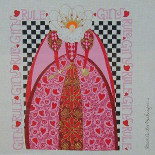 Curtis Boehringer Hand Painted Needlepoint GIRLS RULE CANVAS