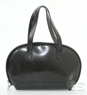 furla black leather small oval handbag