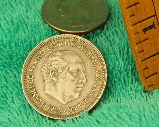 Coin 1957 Francisco Franco Caudillo de Espana Por La G de Dios 50 PTAS