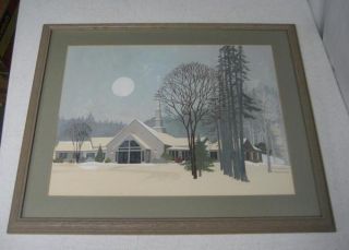 Frank Hartman Wagner Moonlit Church Landscape Painting