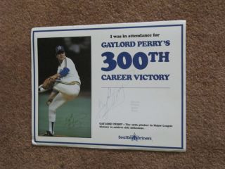 Gaylord Perrys 300th Win Memorabilia 1982 Signed