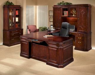 Office Furniture U Shaped Desk with Hutch Desk Sets Fancy Burl Wood