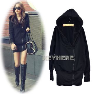 Girls Fashion Zip Hoodie Warm Long Hooded Sweatshirt Jacket Coat Korea