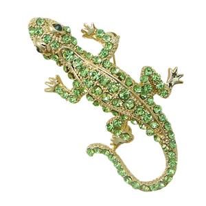 Cute Lizard Gecko Brooch Pin Green Swarovski Crystal Reptile Animal