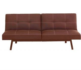 Back Brown Faux Leather Futon Couch Sofa Chair Convertible New