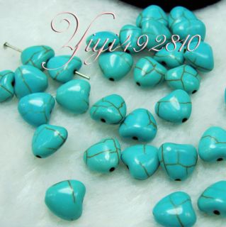 New 50pcs Turquoise Heart Gem Bead 10mm 