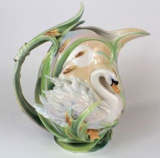 FZ01570 Franz Porcelain Southern Swan Splendor Large Pitcher Beautiful