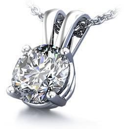  Ctw Diamond Jewelry 14Kt White Gold Solitaire Pendant Necklace