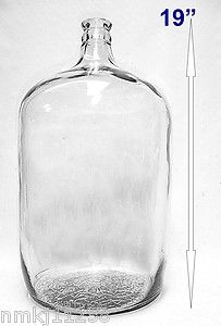  ANTIQUE 5 GALLON GLASS CARBOY 5G WATER WINE BREWING CORK JUG BOTTLE