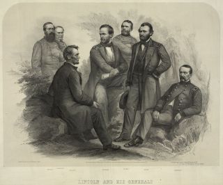 Civil War Abraham Lincoln and His Generals Battle Vintage 13x19 Print