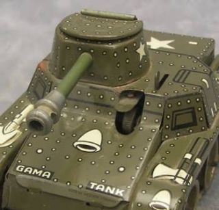 Gama Tank Tin Litho Wind Up Toy w Key DRGM West Germany Cap Firing
