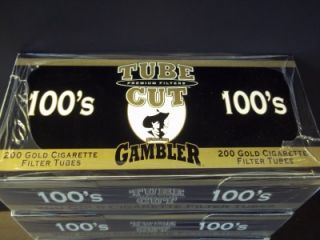 Gambler Cigarette Tubes 100s Tube Cut Gold Light 5 Box