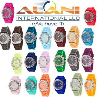 Geneva Quartz Classic Gel Silicone Wristband Wrist Watch Lady Women