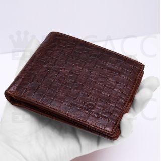   Brown Genuine Leather Billfold Wallet Zippered Pocket Purse SO HOT