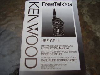 Model UBZ GR14 Kenwood Freetalk FM Walkie Talkie Manual