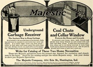 1916 Ad Majestic Garbage Disposal Receiver Coal Cellar Chute Home