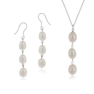 Freshwater Pearl Earrings Necklace Set 5 Colors