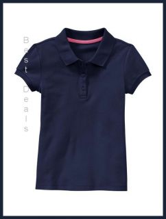 Gap Kids Uniform Girls Soft Pique Polo Navy Blue New Free Fast