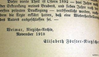 Thus Spake Zarathustra Nietzsche German Edition 1918