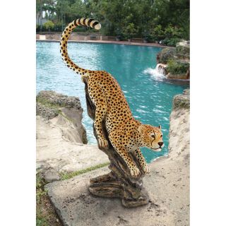  Savannah Pouncing Cheetah Exotic Big Cat Garden Statue Sculpture