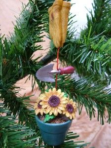 Garden Gardening Sunflower Gloves Trowel Pot Ornament