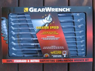 20 Piece GearWrench Ratcheting Combination Wrench Set Standard Metric