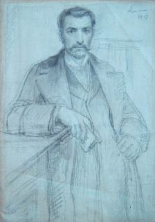 Maximilien Luce Original Signed Portrait Drawing Man 1907 French