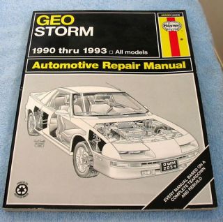 Haynes Auto Repair Manual 2039 Geo Storm 1990 93