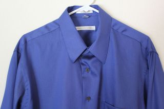GEOFFREY BEENE Dress Shirt Sz. 17 1/2 XL 36/37 ROYAL BLUE WRINKLE FREE