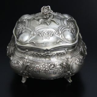 Antique German 800 Silver Repoussed Sugar Jewelry Box