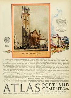 1927 Ad Belfry Ghent Belgium Atlas Portland Cement Broadmoor Hotel