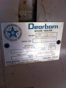 Vintage Dearborn Gas Space Room Heater with Ceramic Grates