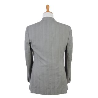 Gianfranco Ferre Light Gray Wool Cotton Three Button Striped Suit US