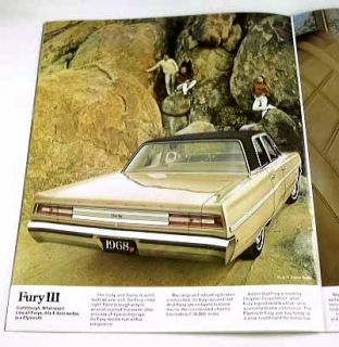 1968 68 Plymouth FURY BROCHURE Sport I II III VIP