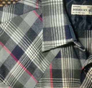  Roebucks Plaid Western Shirt XLarge Pearl Snaps G Allen Studios