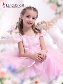 Elegant Pink Wedding Flower Girl Dress Party Dresses Free Size Custom